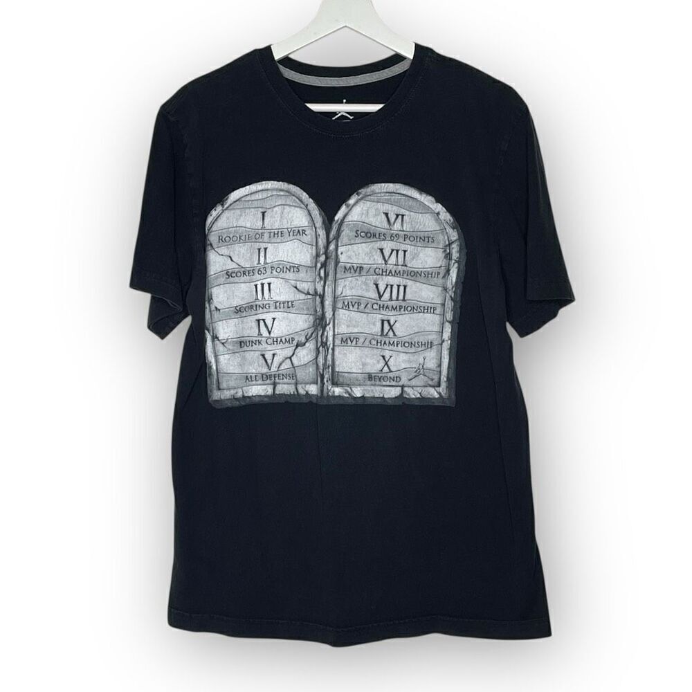 Michael Jordan Nike Air AJX 10 Commandments Tablet Tee Shirt Black Men's Large